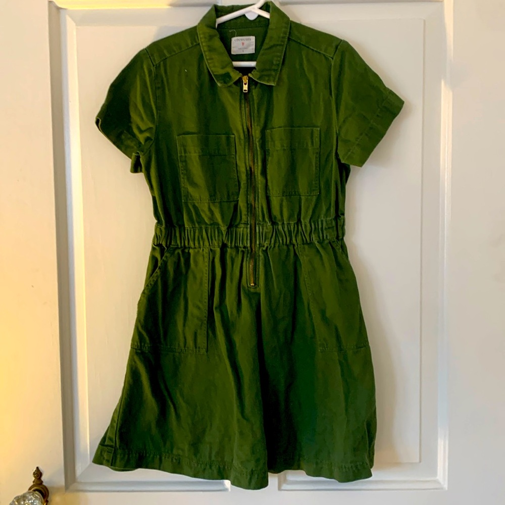 Crewcuts hunter green denim girl's dress.  Size: 8.